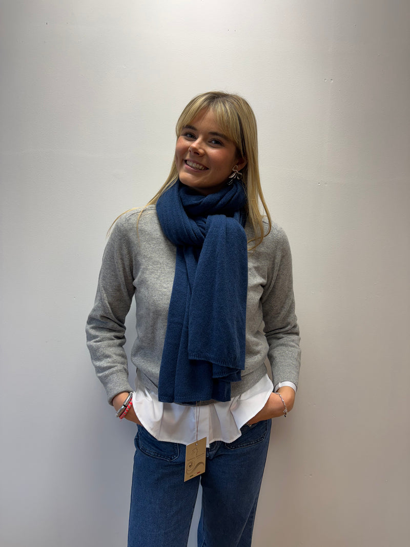 The Big Air Force Blue Cashmere Scarf | Sartoria Saracena