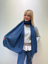 The Big Air Force Blue Cashmere Scarf | Sartoria Saracena