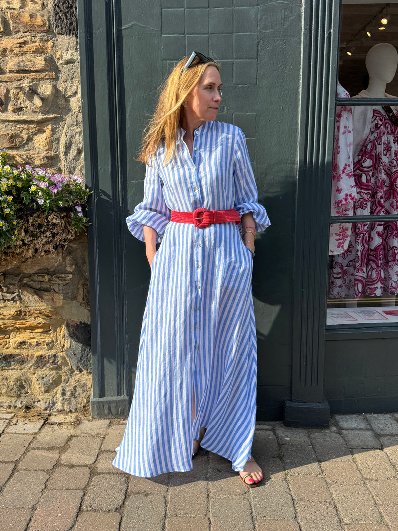 The Liza Striped Linen Maxi Dress | Sartoria Saracena Sarah Thomson The Liza Striped Linen Maxi Dress | Sartoria Saracena Sarah Thomson