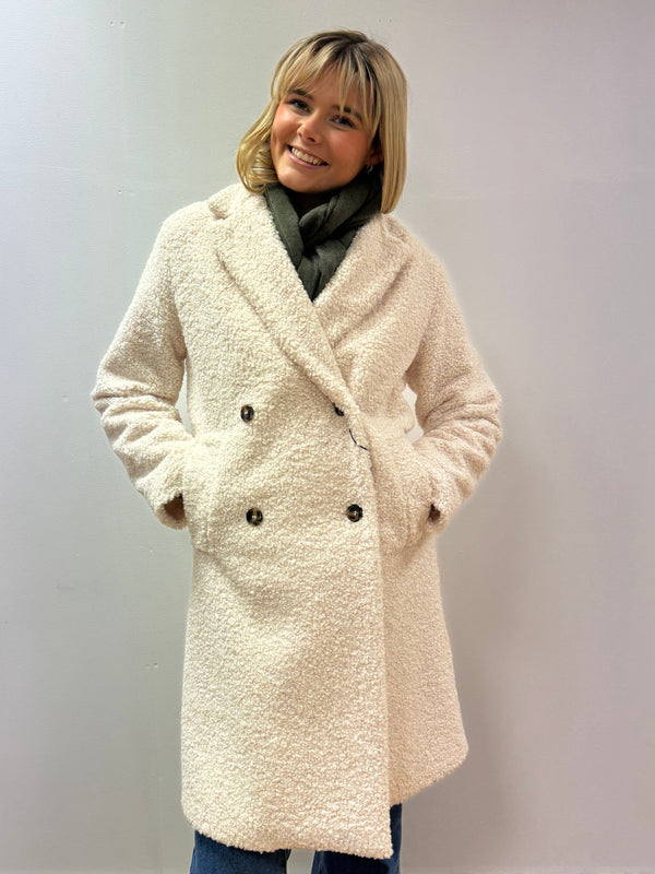Preside Wool White Bouclé Coat | EMME