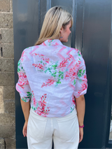 The Millie Wisteria Tie Front Linen Shirt | Sartoria Saracena