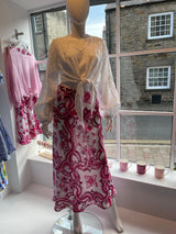 The Pink Swirl Bias Cut Linen Skirt | Sartoria Saracena