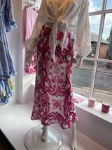 The Pink Swirl Bias Cut Linen Skirt | Sartoria Saracena