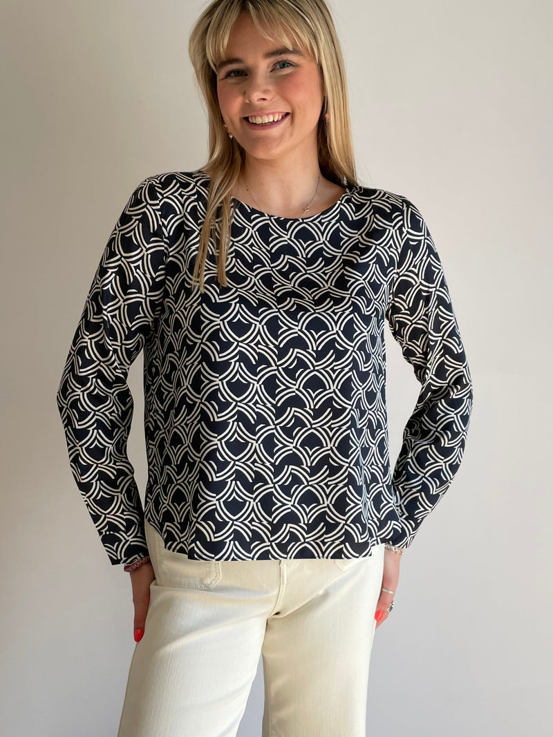 Jimco Navy Patterned Blouse | EMME