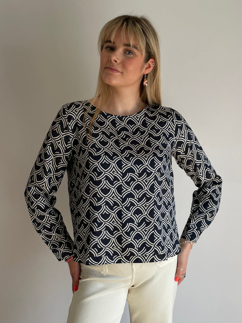 Jimco Navy Patterned Blouse | EMME