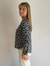 Jimco Navy Patterned Blouse | EMME