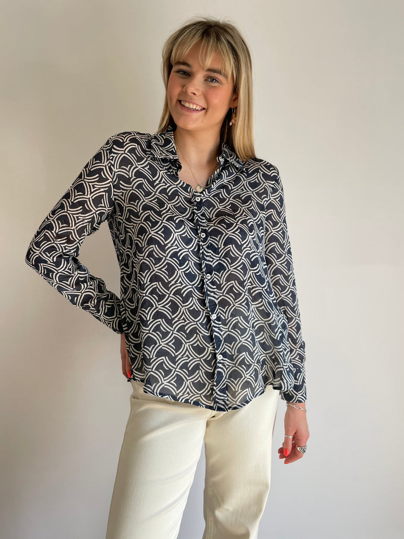 Facella Navy Patterned Shirt | EMME