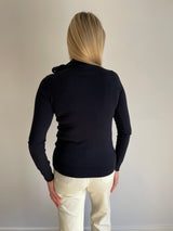 Osaka Navy Tie Neck Jumper | EMME