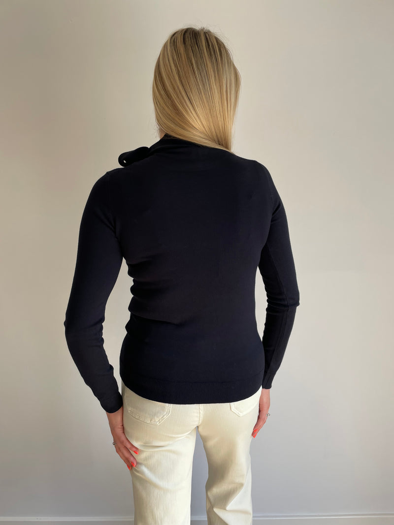 Osaka Navy Tie Neck Jumper | EMME