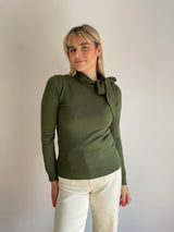 Osaka Green Tie Neck Jumper | EMME