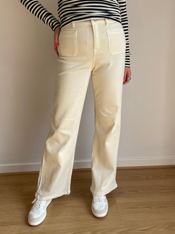 Samovar Cream Wide Leg Jeans | EMME