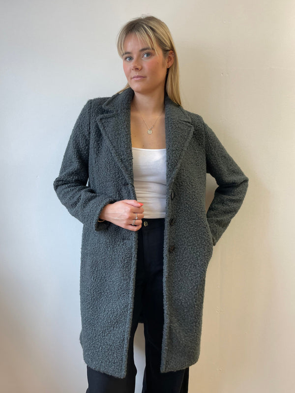 Ghinea Grey Bouclé Coat | EMME