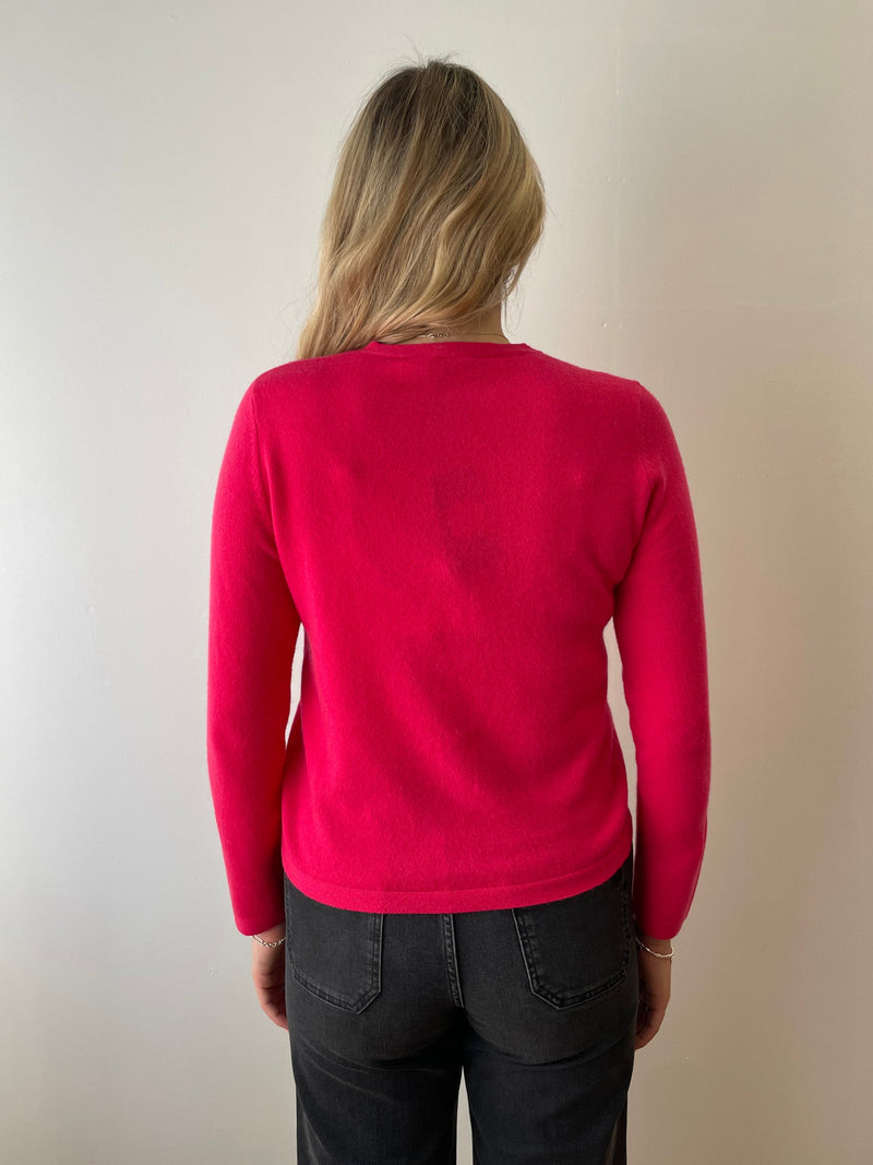 Barbie Pink Cashmere Cardigan with Velvet Buttons | Esthēme Cachemire