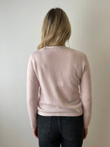 Baby Pink Cashmere Cardigan with Velvet Pockets | Esthēme Cachemire