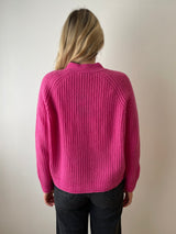 Pink Chunky Cashmere Cardigan | Esthēme Cachemire