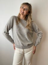 Love Heart Sparkle Cashmere Jumper in Grey | Esthēme Cachemire