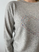 Love Heart Sparkle Cashmere Jumper in Grey | Esthēme Cachemire