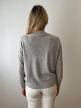 Love Heart Sparkle Cashmere Jumper in Grey | Esthēme Cachemire