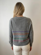 Cashmere Cardigan with Stripes and Velvet Buttons | Esthēme Cachemire