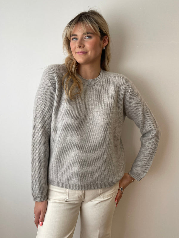 Grey Cashmere Honeycomb Jumper | Esthēme Cachemire