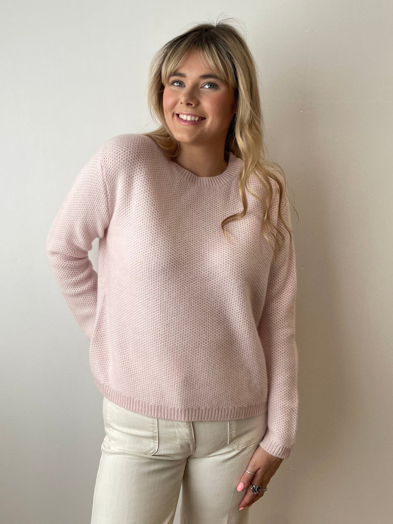 Baby Pink Honeycomb Cashmere Jumper | Esthēme Cachemire