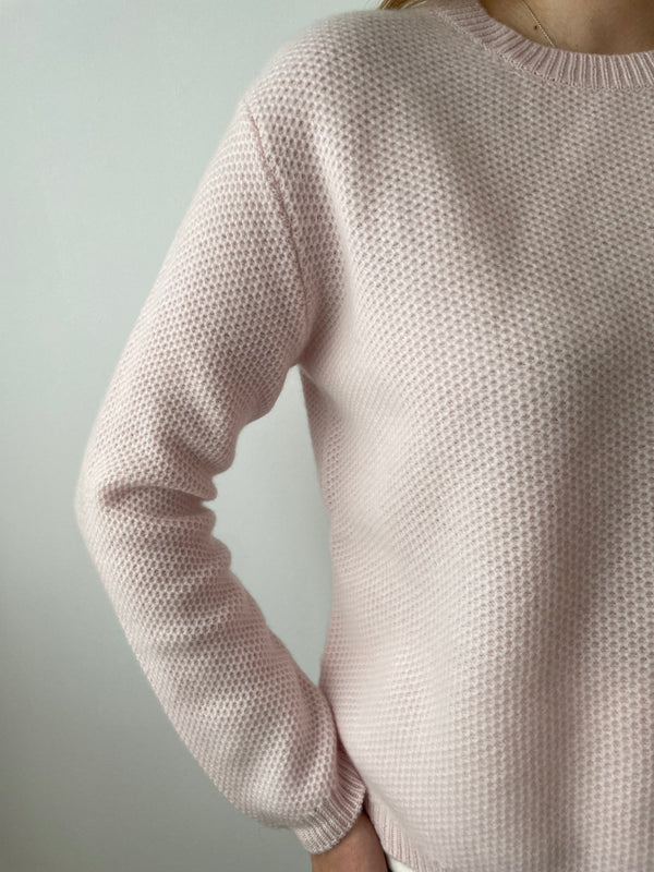 Baby Pink Honeycomb Cashmere Jumper | Esthēme Cachemire
