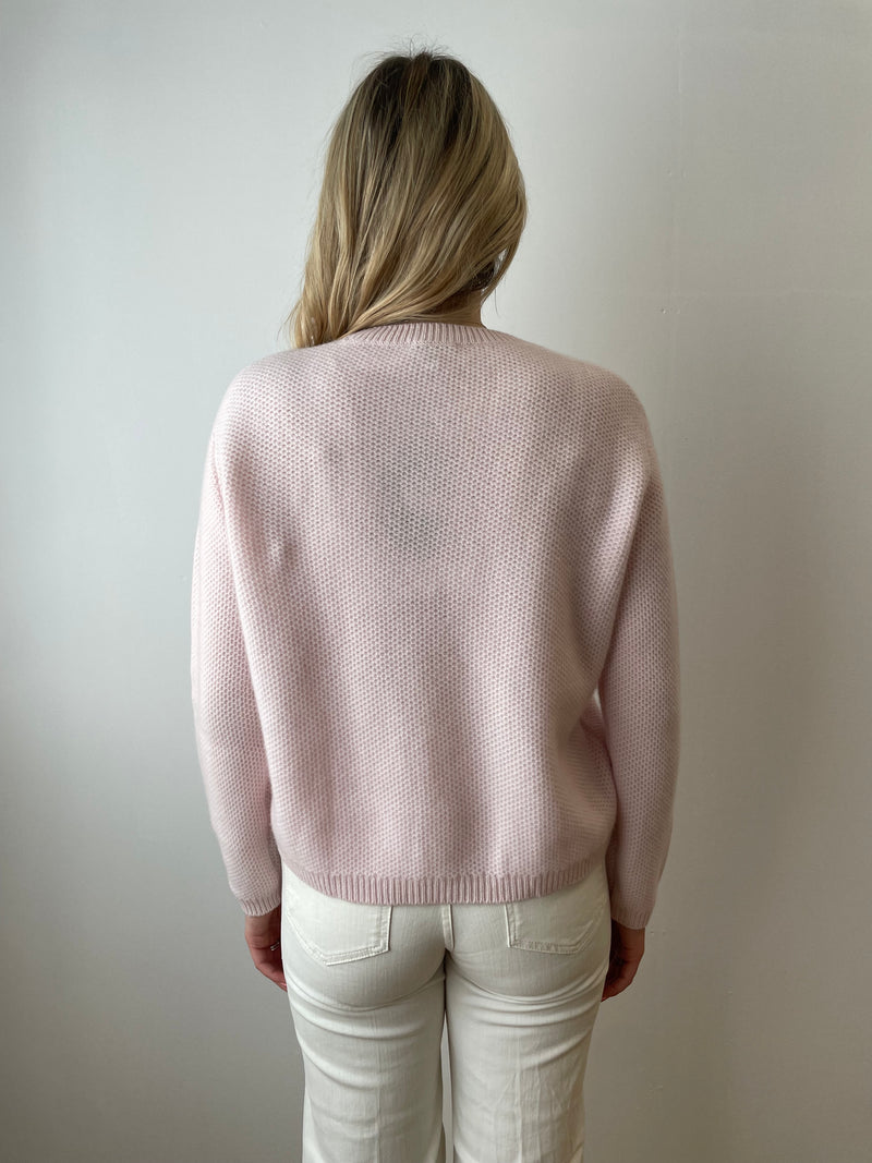 Baby Pink Honeycomb Cashmere Jumper | Esthēme Cachemire