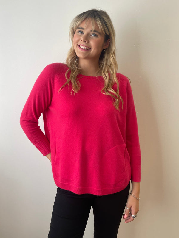 Barbie Pink Layered Round Neck Cashmere Jumper | Esthēme Cachemire