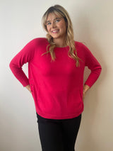 Barbie Pink Layered Round Neck Cashmere Jumper | Esthēme Cachemire