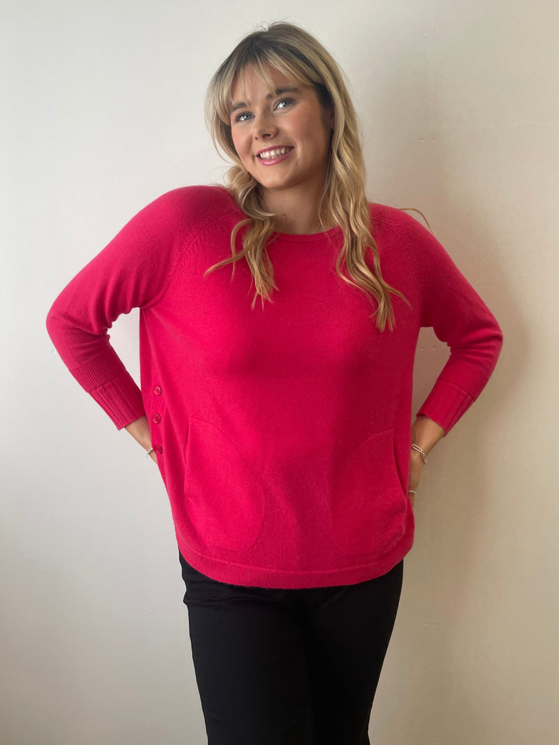 Barbie Pink Layered Round Neck Cashmere Jumper | Esthēme Cachemire