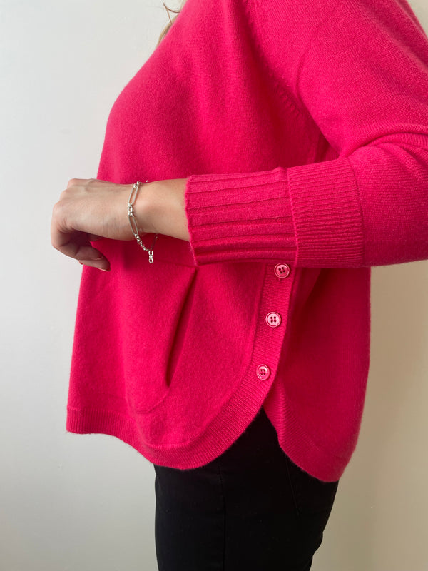 Barbie Pink Layered Round Neck Cashmere Jumper | Esthēme Cachemire