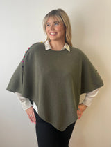 Vegetal Cashmere Poncho with Velvet Buttons | Esthēme Cachemire