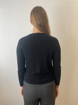 Noir Cashmere Cardigan with Velvet Buttons | Esthēme Cachemire