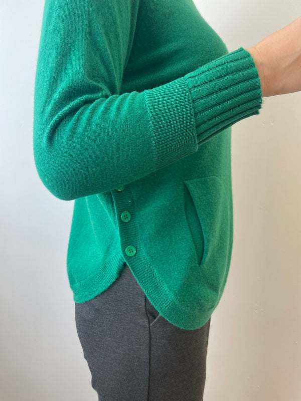 Billiard Green Layered Round Neck Cashmere Jumper | Esthēme Cachemire