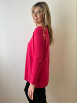Barbie Pink Relaxed V-Neck Cashmere Jumper | Esthēme Cachemire