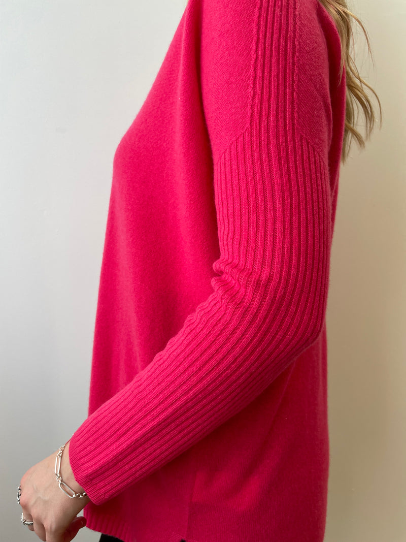 Barbie Pink Relaxed V-Neck Cashmere Jumper | Esthēme Cachemire