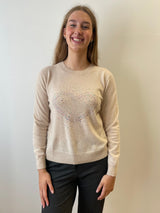 Love Heart Sparkle Cashmere Jumper in Lin | Esthēme Cachemire
