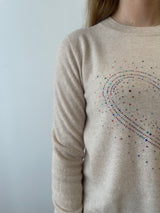 Love Heart Sparkle Cashmere Jumper in Lin | Esthēme Cachemire