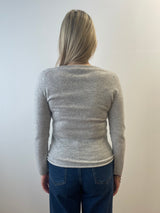 Grey Cashmer Jumper with V Buttons | Esthēme Cachemire