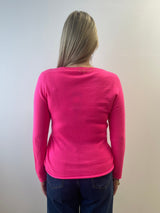Pink Cashmere Jumper with V Buttons | Esthēme Cachemire