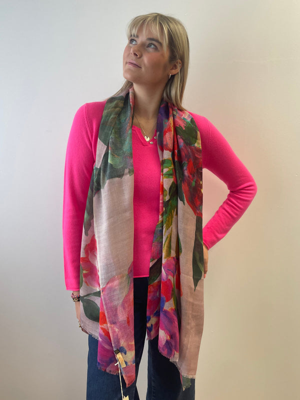 Pink Cashmere Jumper with V Buttons | Esthēme Cachemire