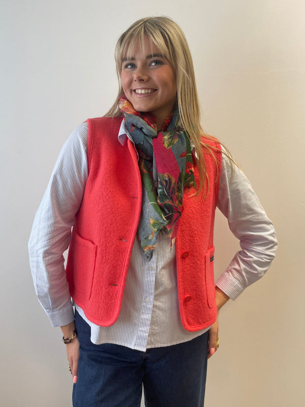 Jura Boiled Wool Rodeo Coral Waistcoat | Saint James