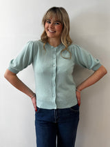Mint Short Sleeved Cashmere Cardigan | Esthēme Cachemire