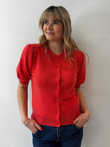 Coral Short Sleeved Cashmere Cardigan | Esthēme Cachemire