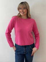Pink Round Neck Cashmere Jumper | Esthēme Cachemire