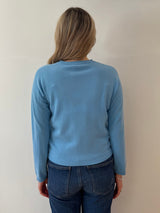 Sky Blue Round Neck Cashmere Jumper | Esthēme Cachemire