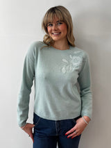 Mint Embroidered Cashmere Jumper | Esthēme Cachemire