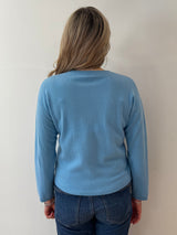 Blue Embroidered Cashmere Jumper | Esthēme Cachemire