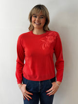 Coral Embroidered Cashmere Jumper | Esthēme Cachemire