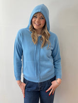 Blue Cashmere Zippy Hoodie | Esthēme Cachemire